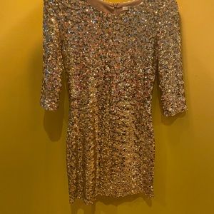 Gold sequin mini dress